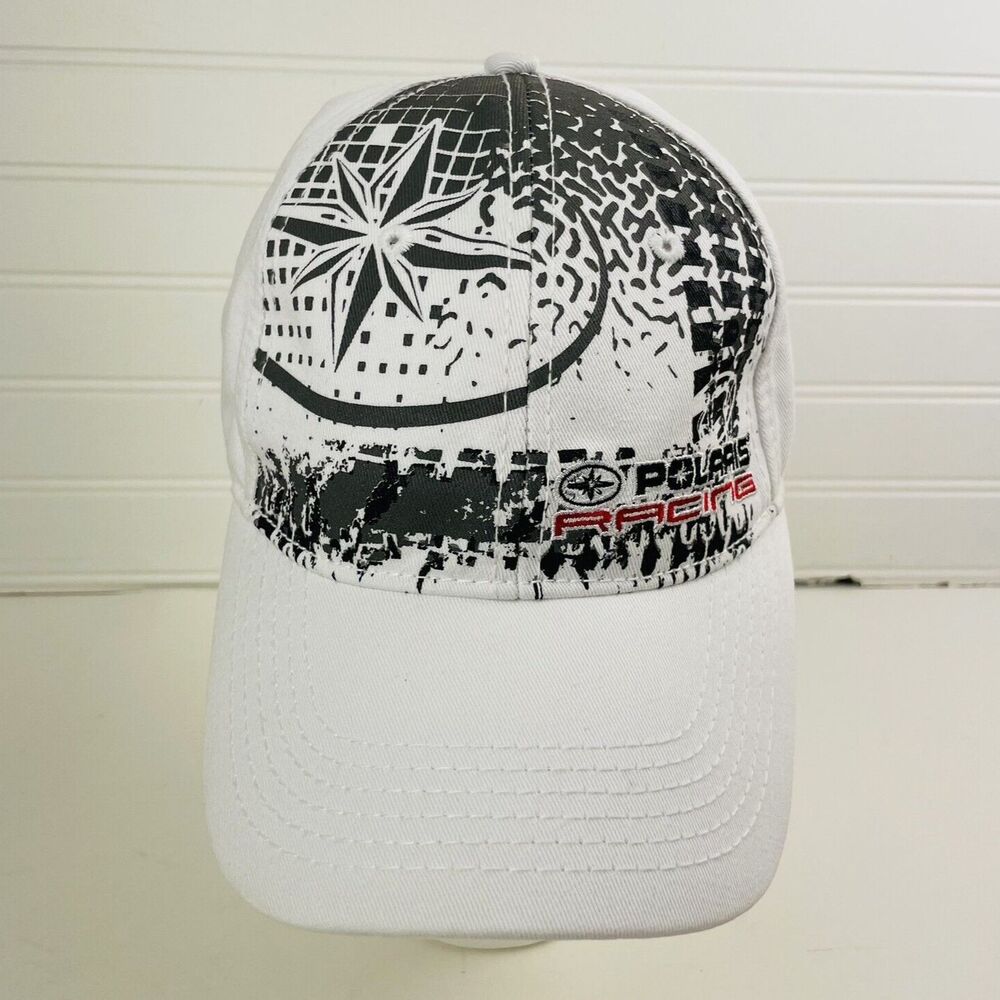 Pure Polaris Racing Compass Grunge White Hat Adjustable Strapback Y2K Streetwear
